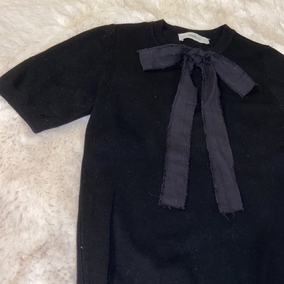Zara Knit Black Sweater with Bow Detail Size S - Picture 3 of 8